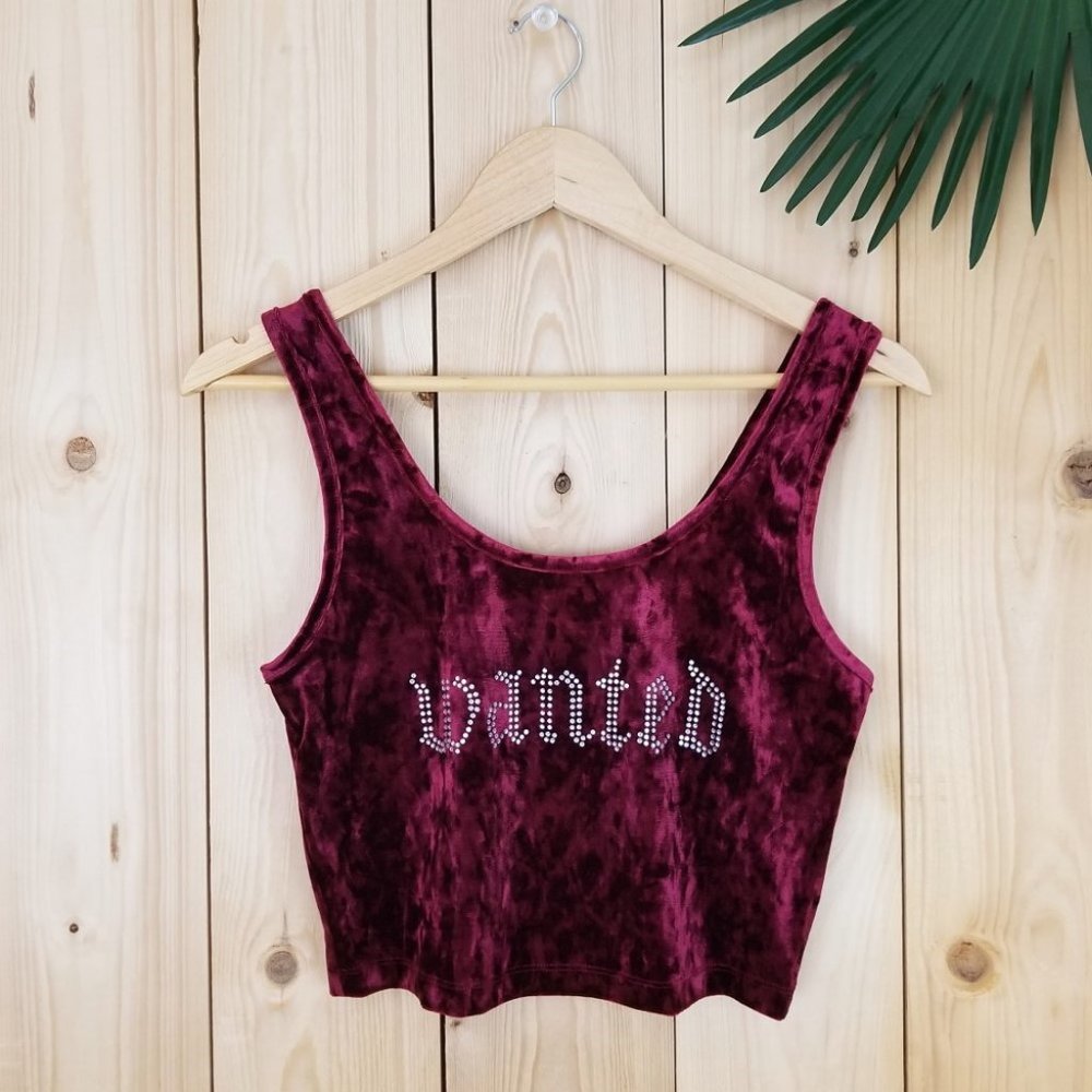 Forever 21 Rhinestone Wanted Crushed Velvet Tank Top - Picture 7 of 11